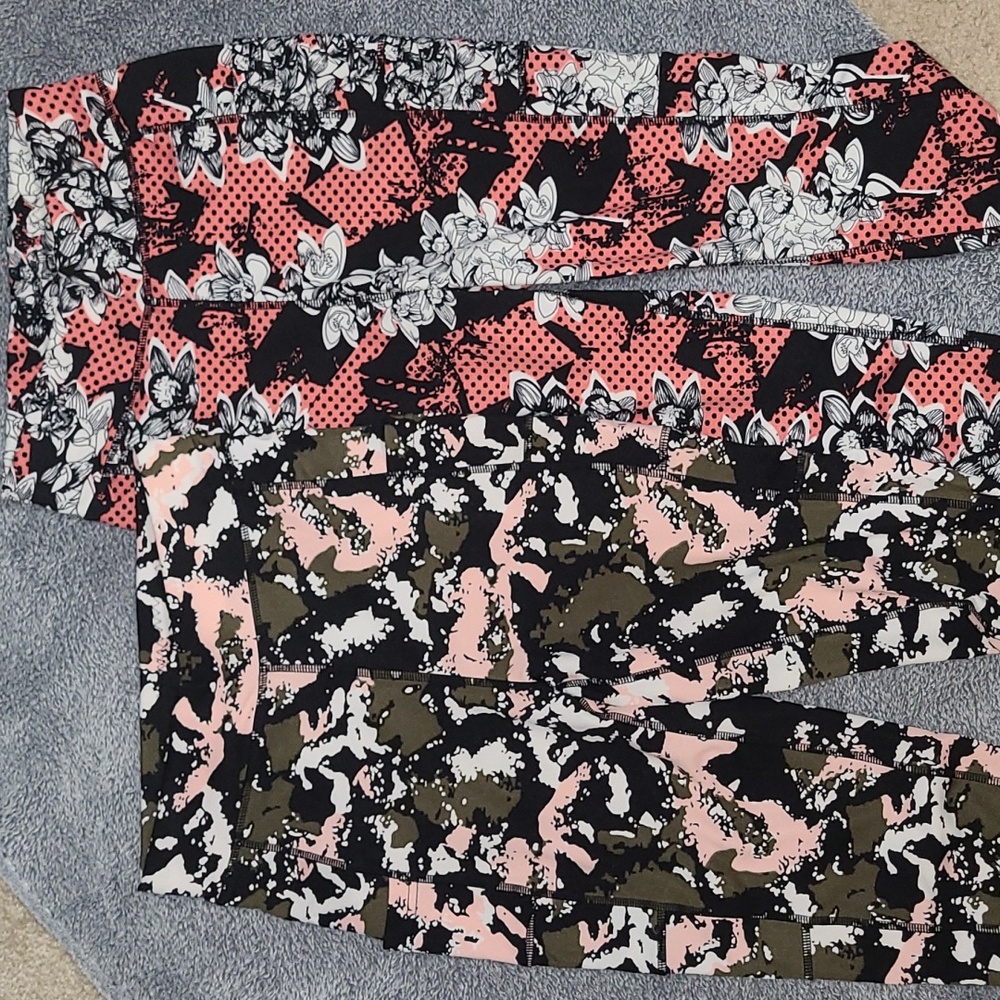 2 pair POP FIT Printed Leggings Women's Size S